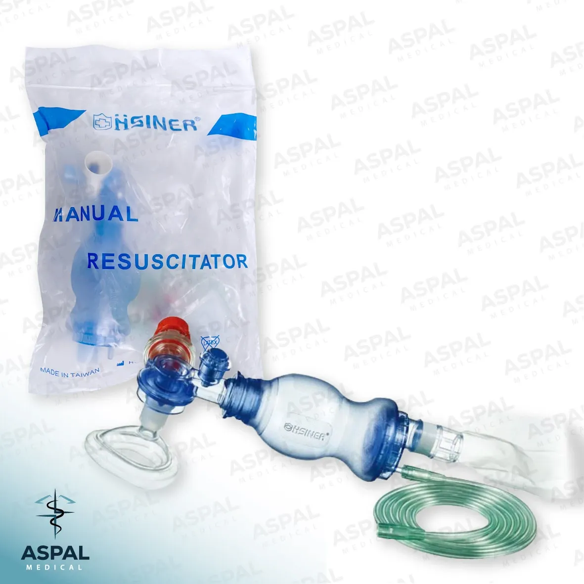 Ambu resucitador manual con válvula PEEP y mascarilla descartable