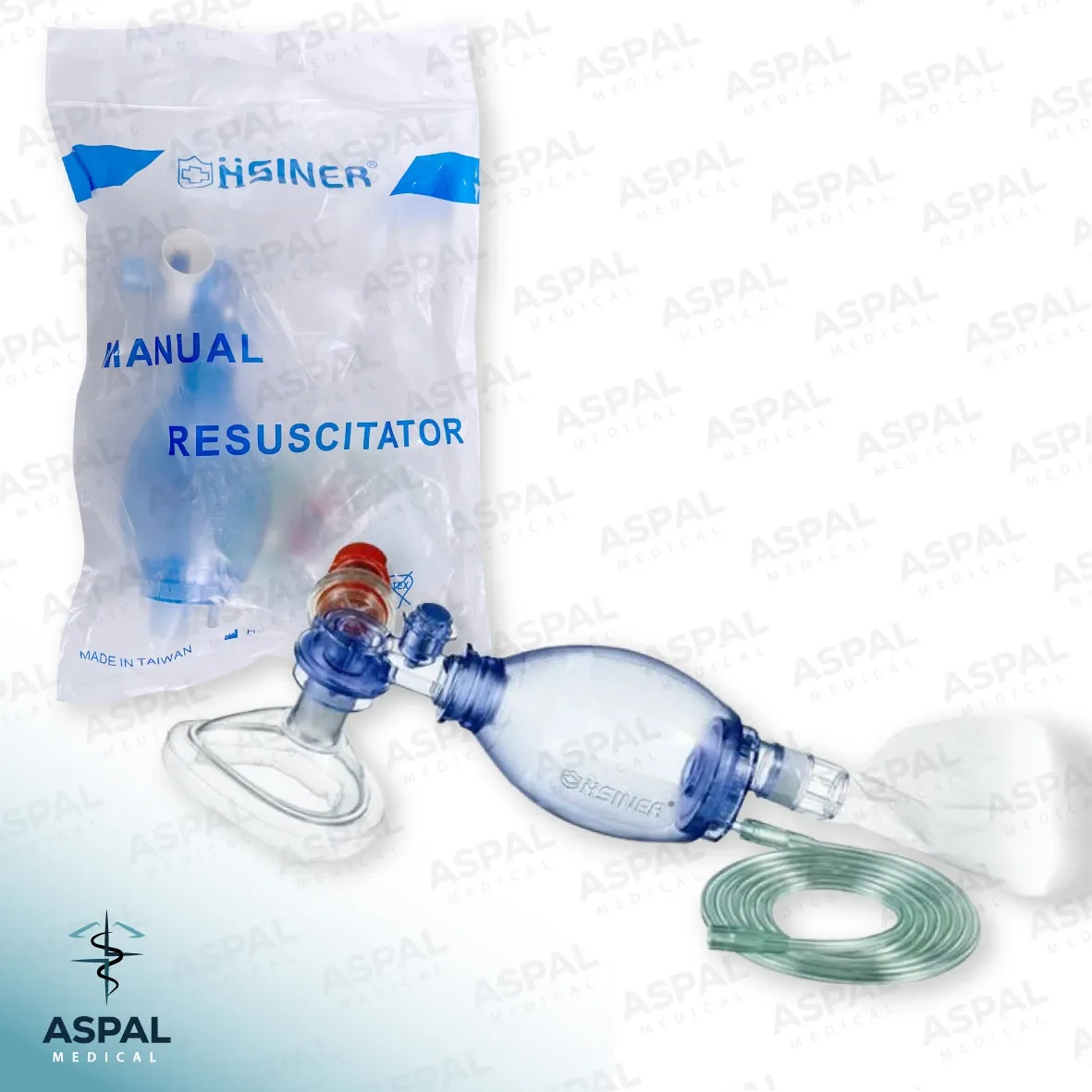 Ambu resucitador manual con válvula PEEP y mascarilla descartable
