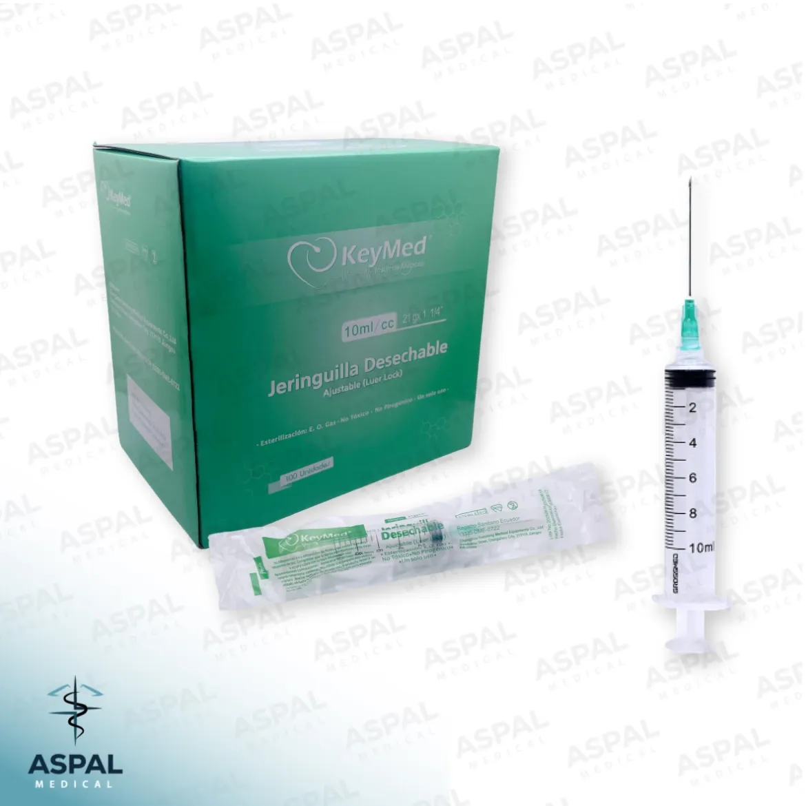 Caja jeringa luer lock 10ml (21G x 1 1/4")