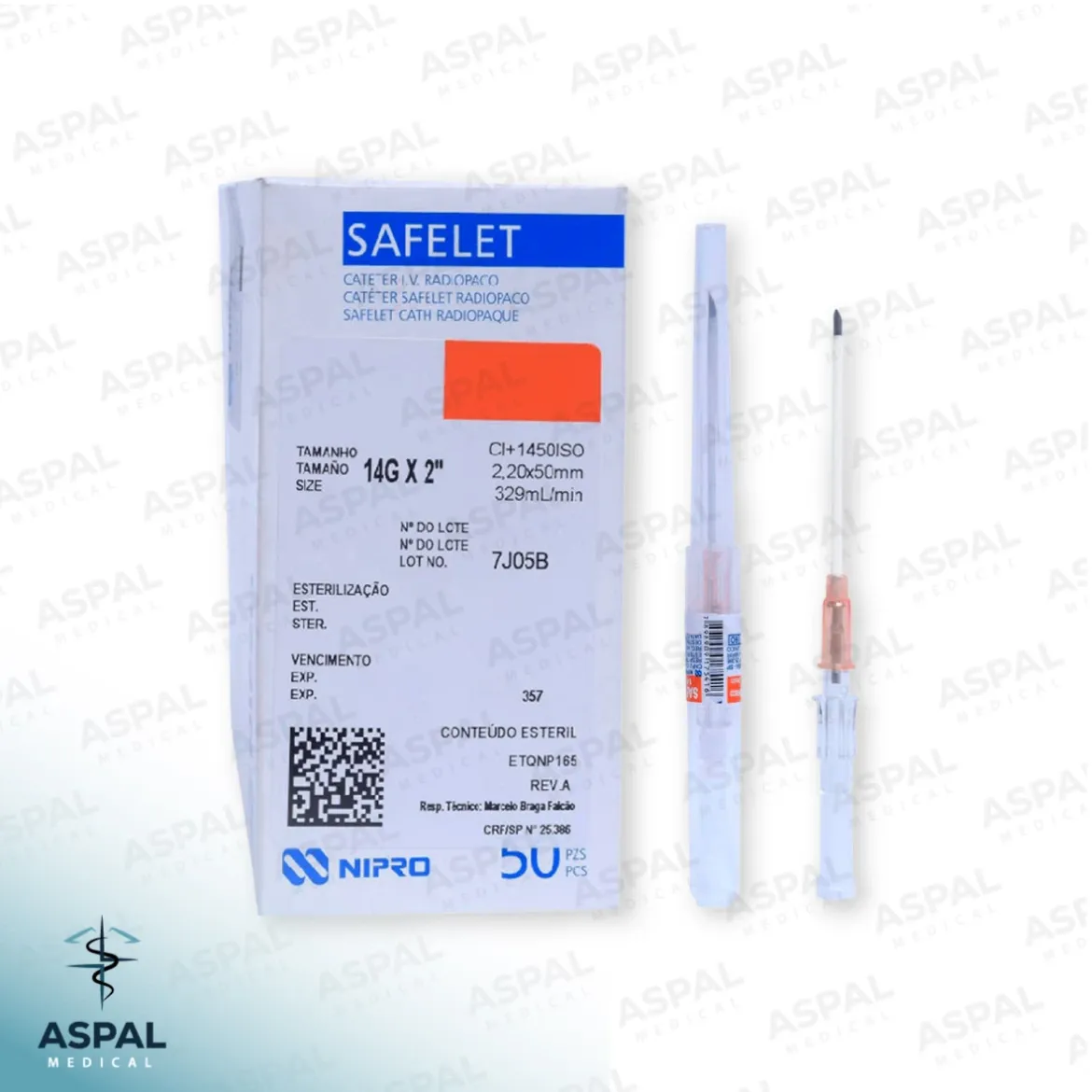 Catéter intravenoso (14G x 2", Teflón)